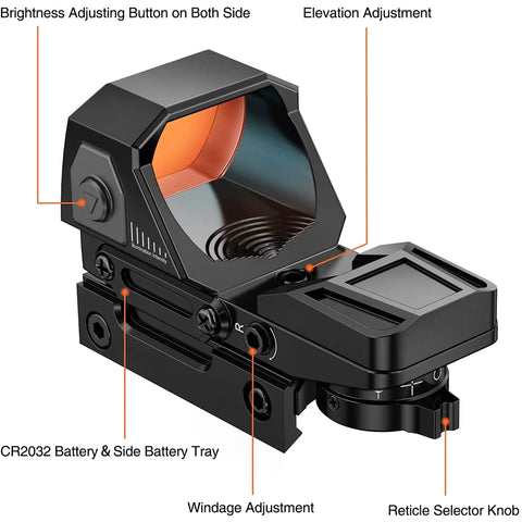 1x22x33 REFLEX SIGHT 4 RETICLE RED DOT