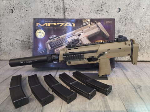 SECOND LIFE - TM MP7 TAN GBBR w/5 MAGS & QD SUPRESSOR