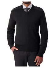 V-Neck “Military” with Button Epaulets, Shoulder and Elbow Patches